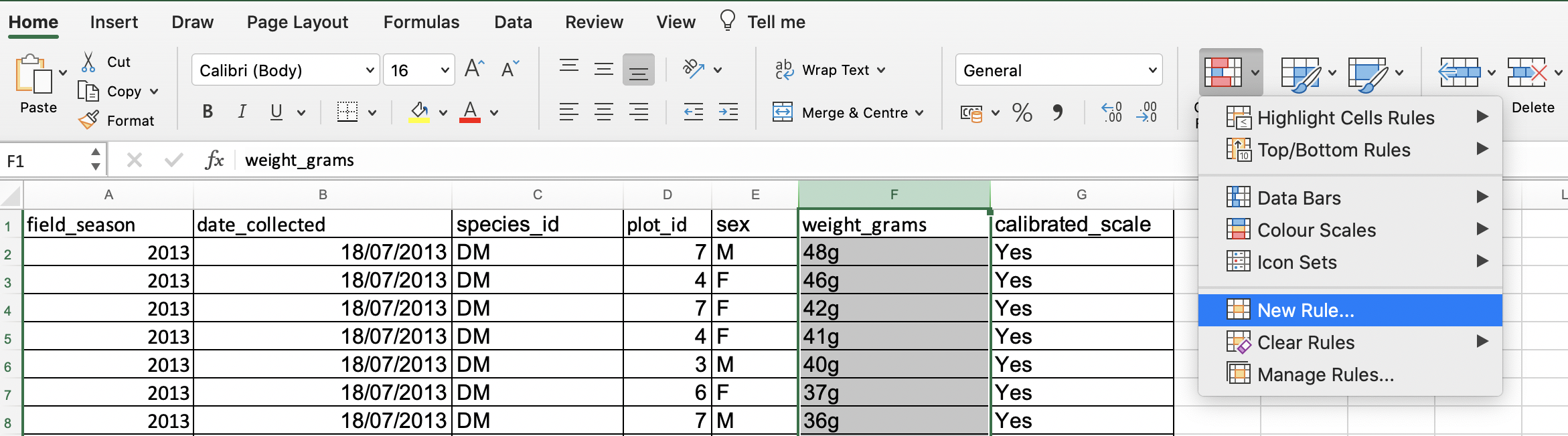 Image of Conditional Formatting - adding new rule